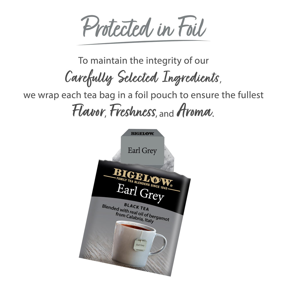 Calabria bergamot oil complements the Bigelow Earl Grey blend.
