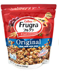 Calbee Frugra ingredients-seeds-grains detail showing rye, oats, almonds