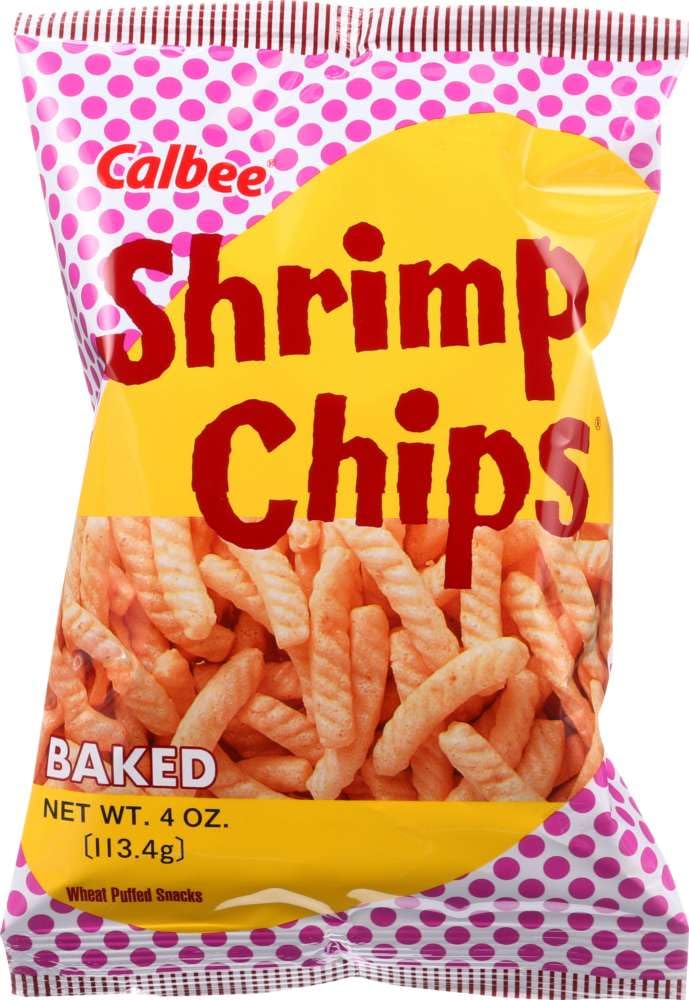 Calbee shrimp-flavored chips, crispy bites for a savory snack.