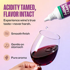Dropper applying CalciBlend Wine Tamer Drops to a glass