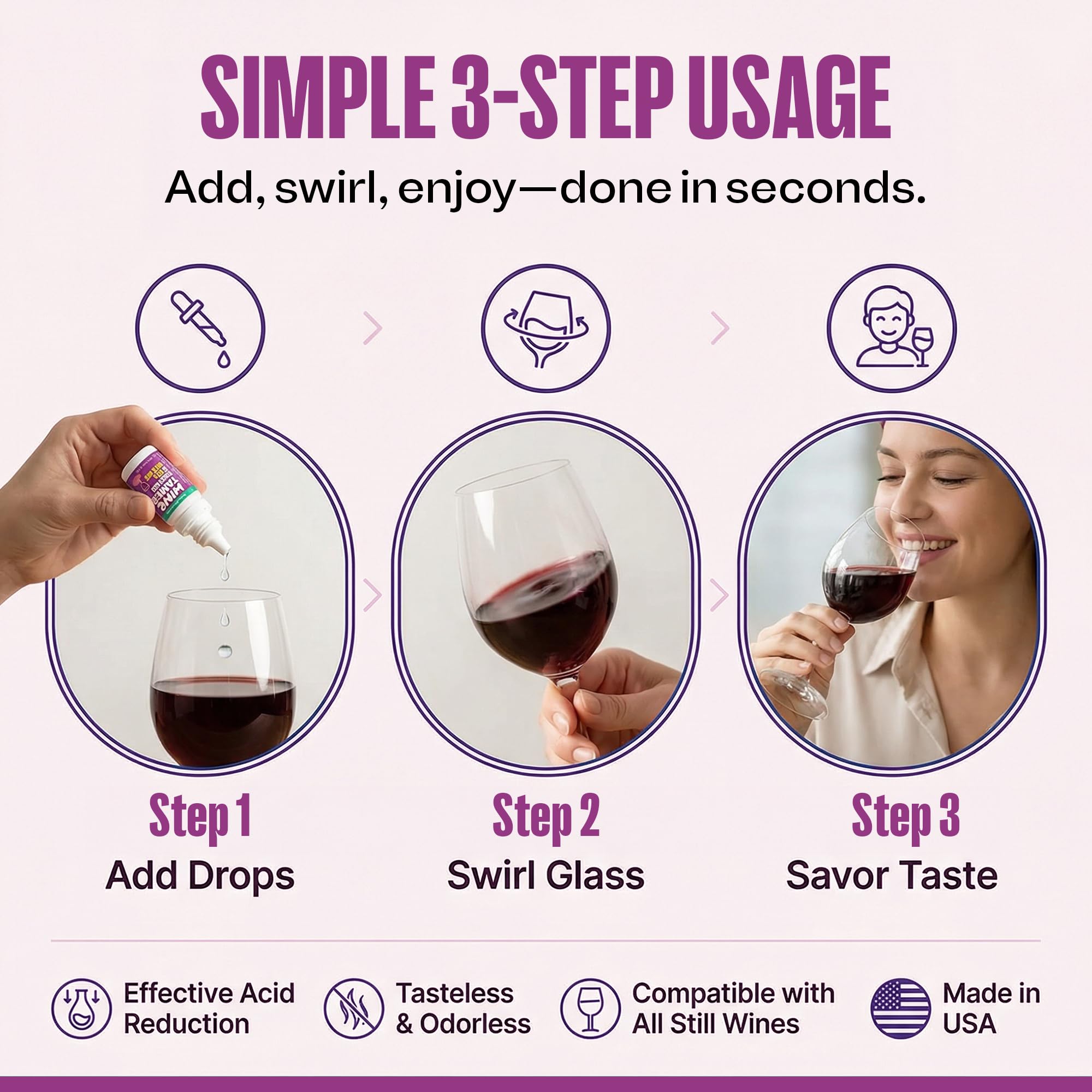 Front view of CalciBlend Wine Tamer Drops packaging