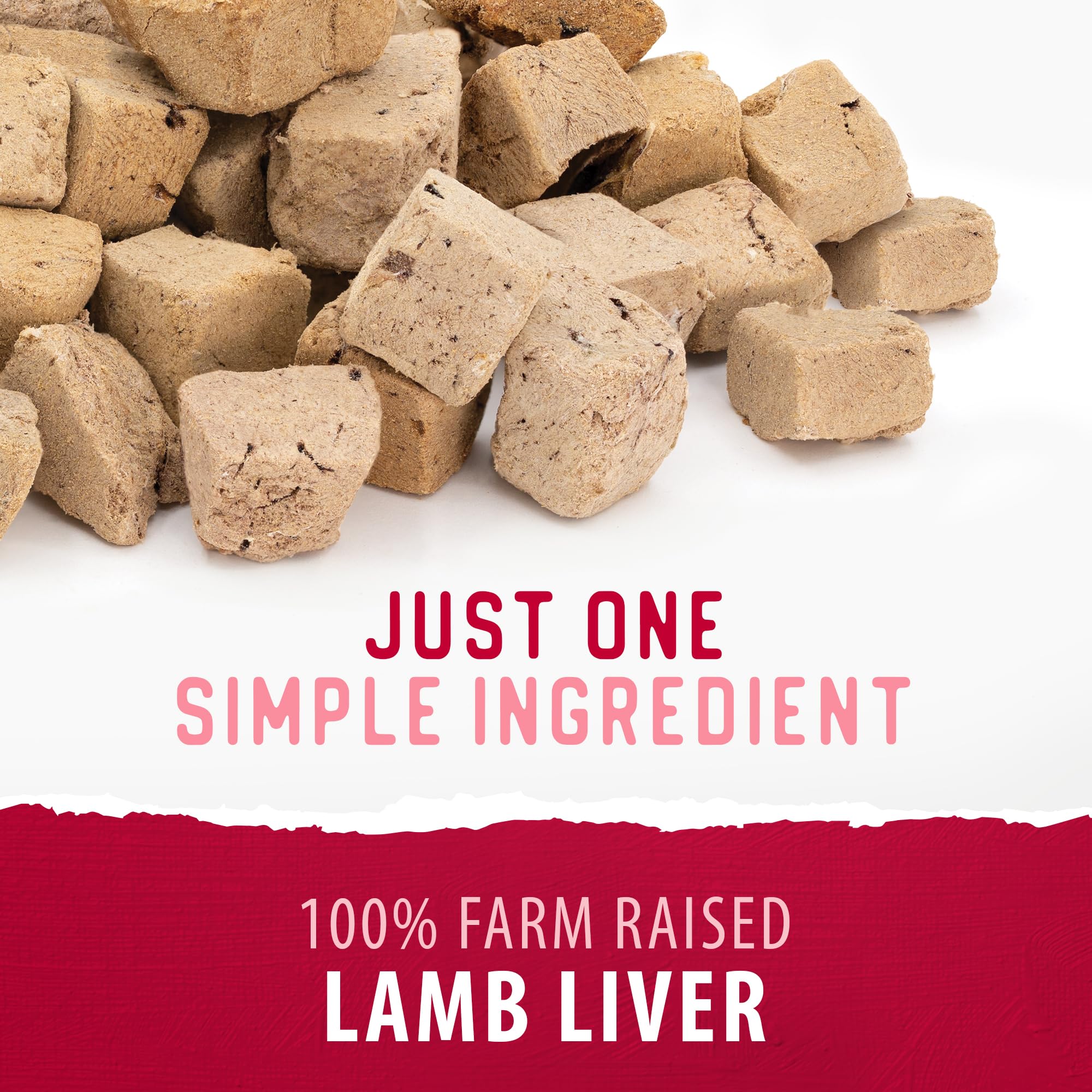 Caledon Farms Freeze Dried Bites lamb closeup-bite emphasizes natural texture and aroma.