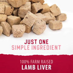 Caledon Farms Freeze Dried Bites lamb closeup-bite emphasizes natural texture and aroma.