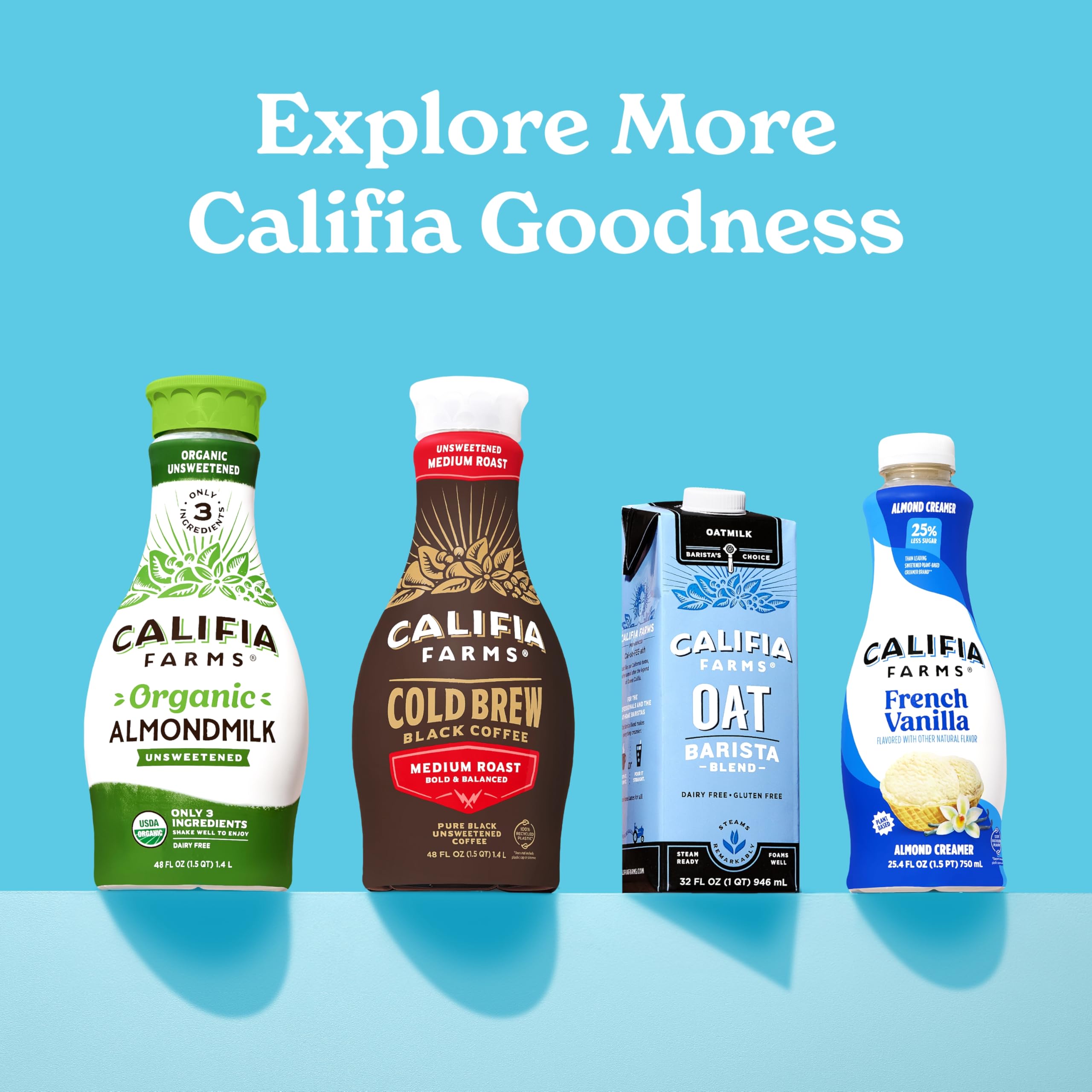 Califia Farms cup with creamer swirl enhances coffee with vanilla flavor.