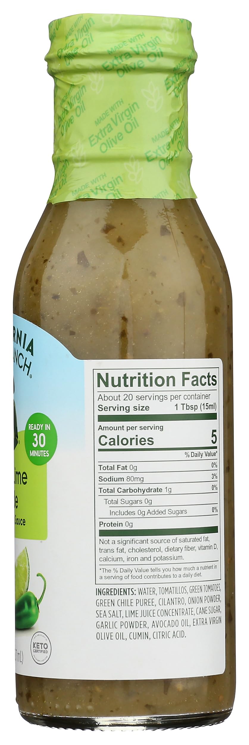 California Olive Ranch Chile Lime Verde Marinade being poured over meat