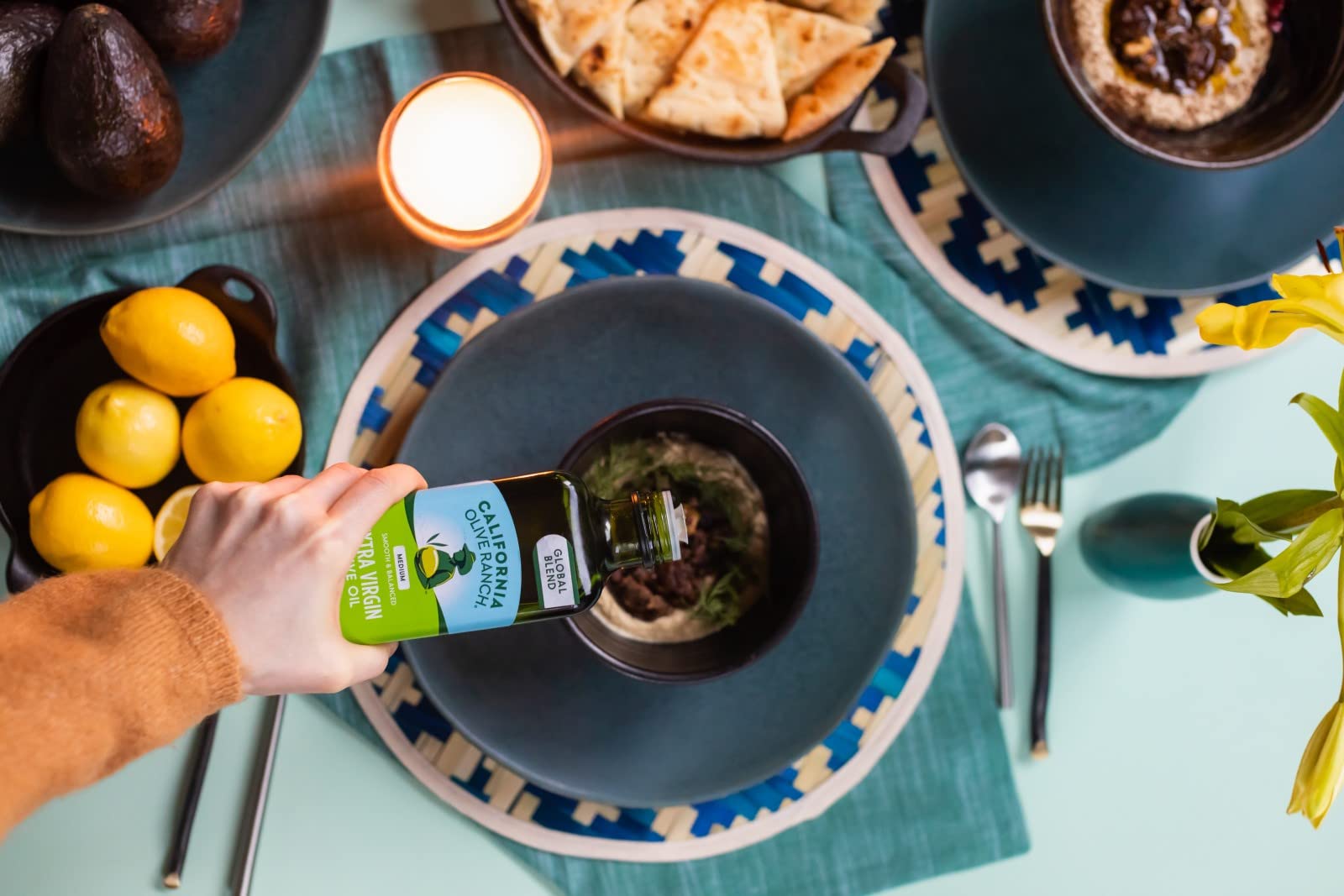 Global Blend Mild EVOO pour ready for baking and sautéing