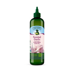 California Olive Ranch Roasted Garlic EVOO Chef's bottle front enhances dishes with rich aroma.