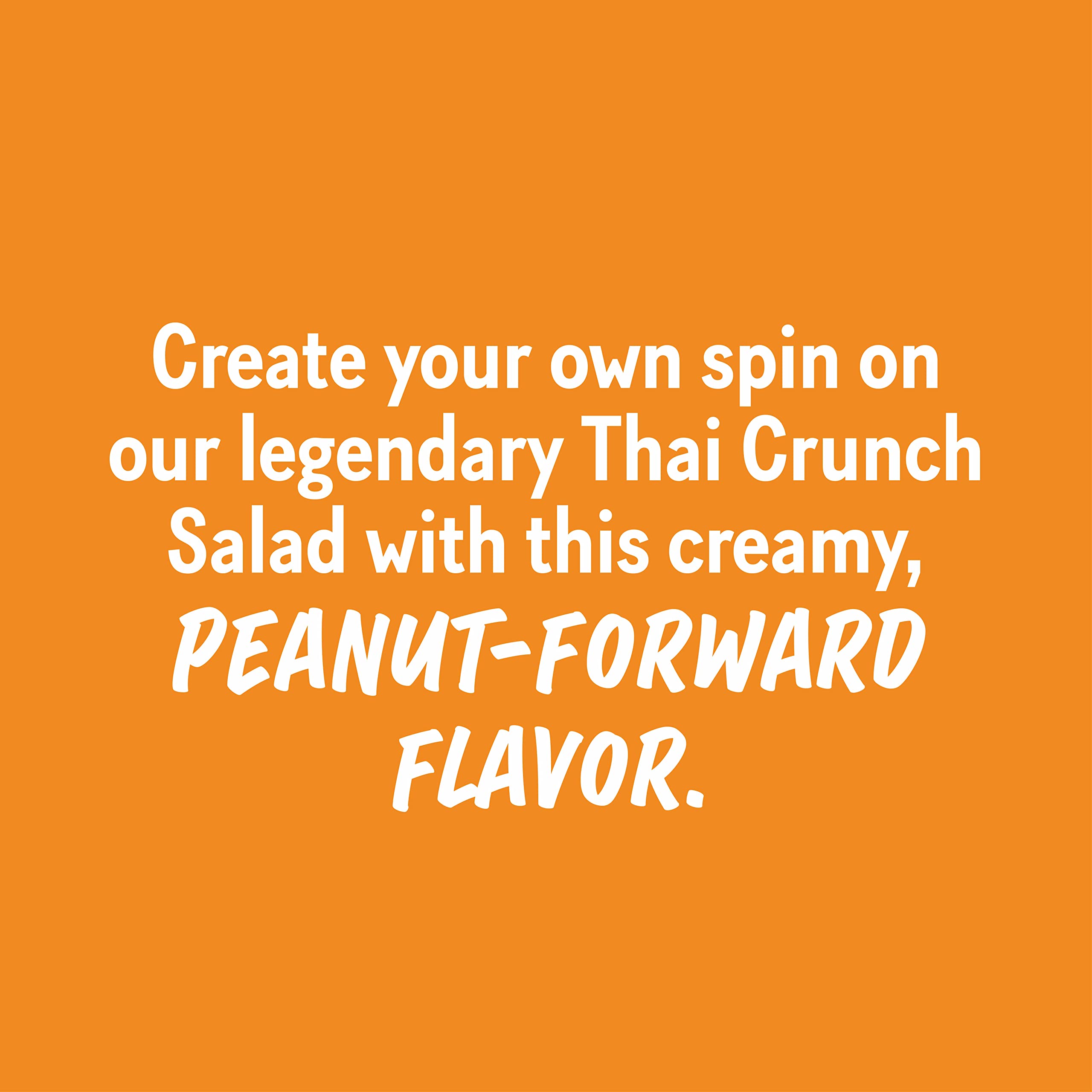 California Pizza Kitchen Thai Dressing on a fresh salad with peanut-forward flavor