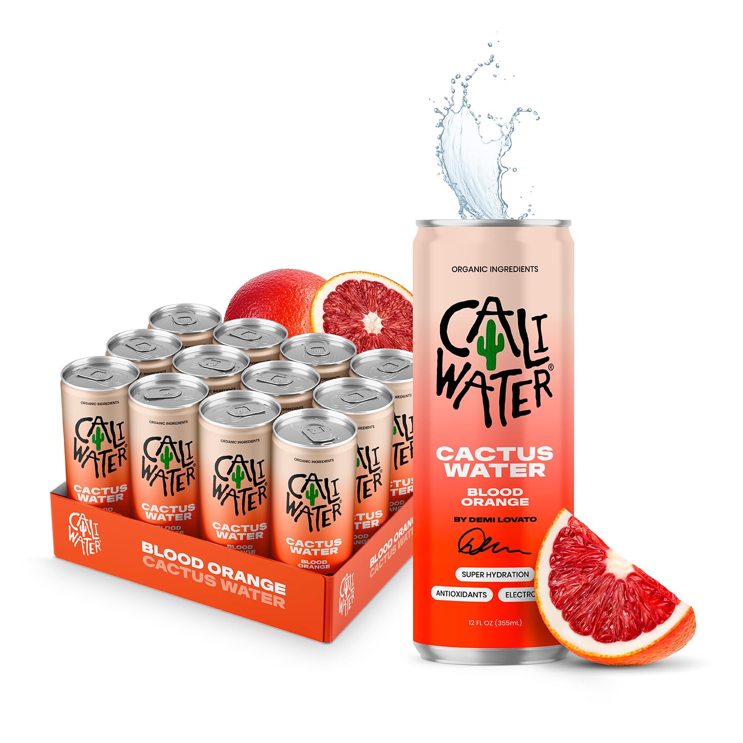 Caliwater Blood Orange cactus water can for refreshing hydration