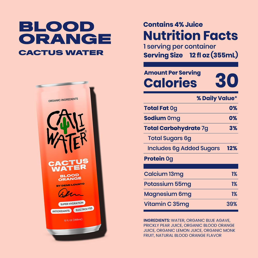 Caliwater bottle being poured to reveal Blood Orange flavor
