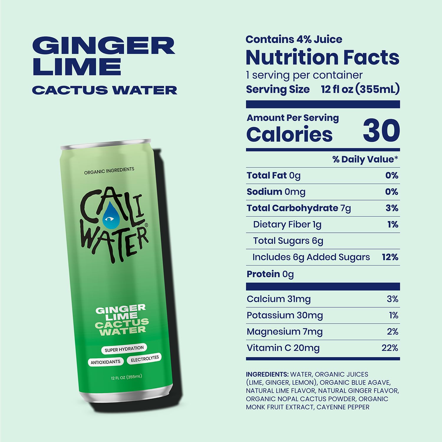 Caliwater Non-GMO label on can close-up, clean ingredients emphasis