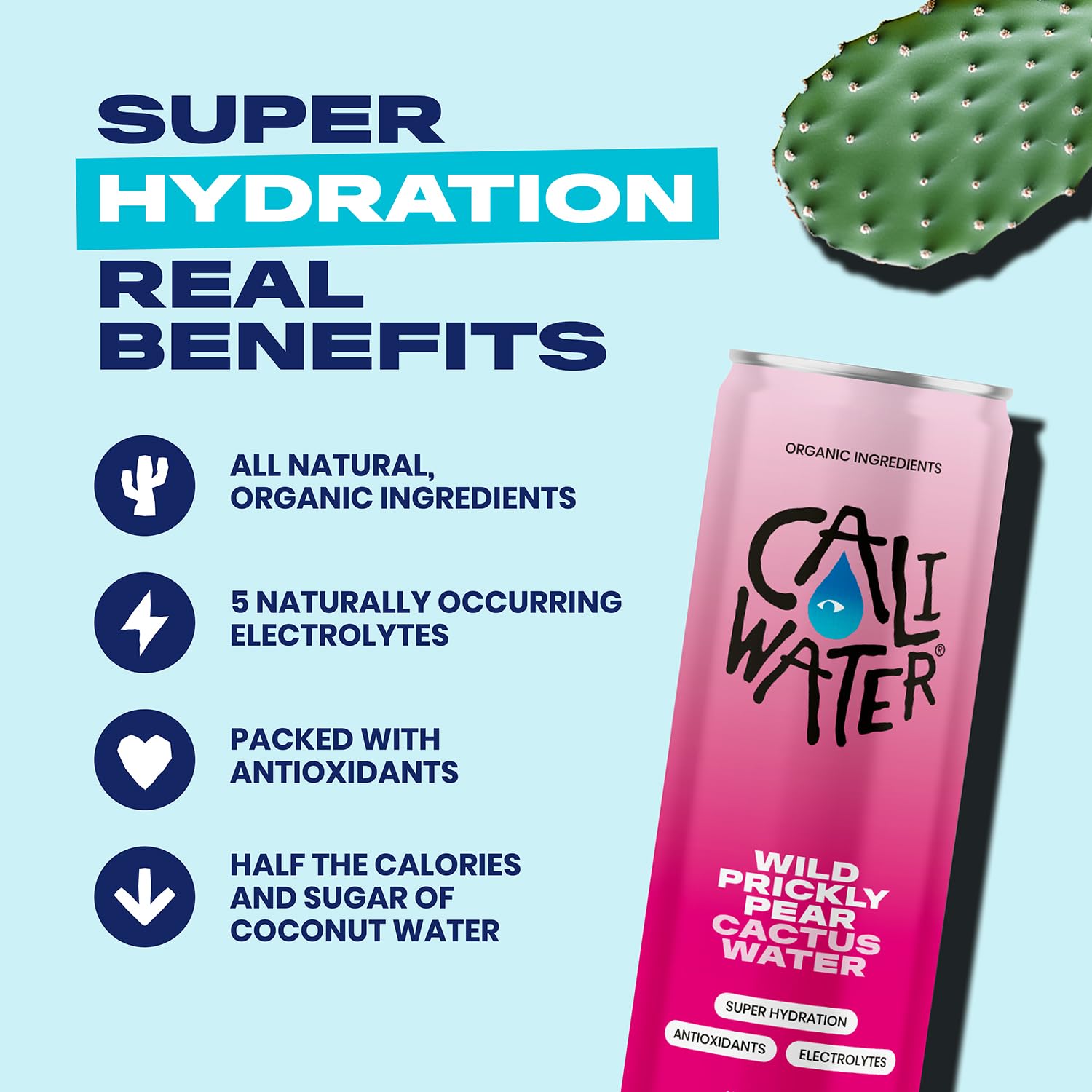 Caliwater Pineapple flavor in can with tropical aroma, energizing hydration