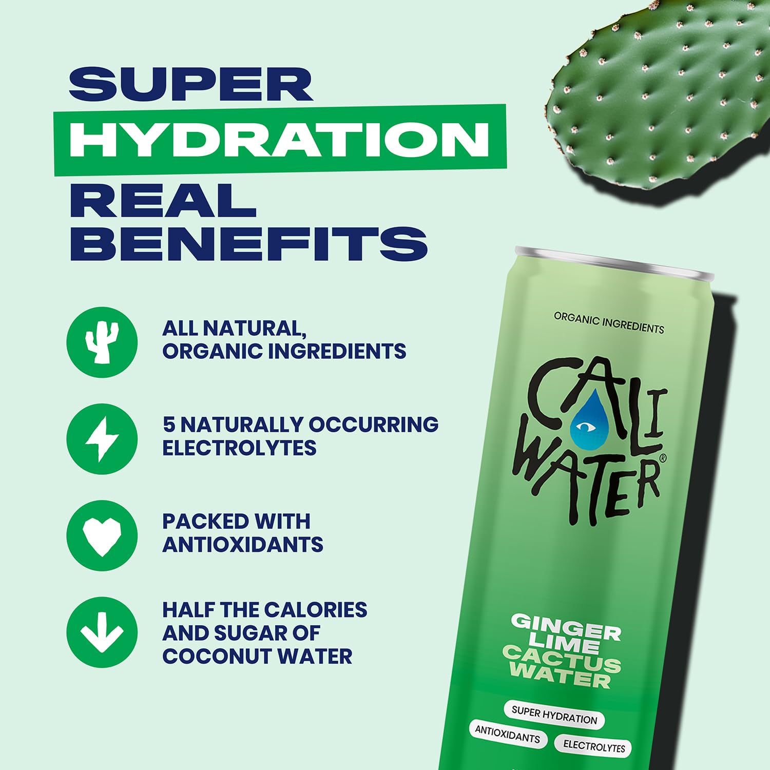 Caliwater watermelon bottle highlights cooling hydration after workouts.