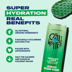 Caliwater watermelon bottle highlights cooling hydration after workouts.