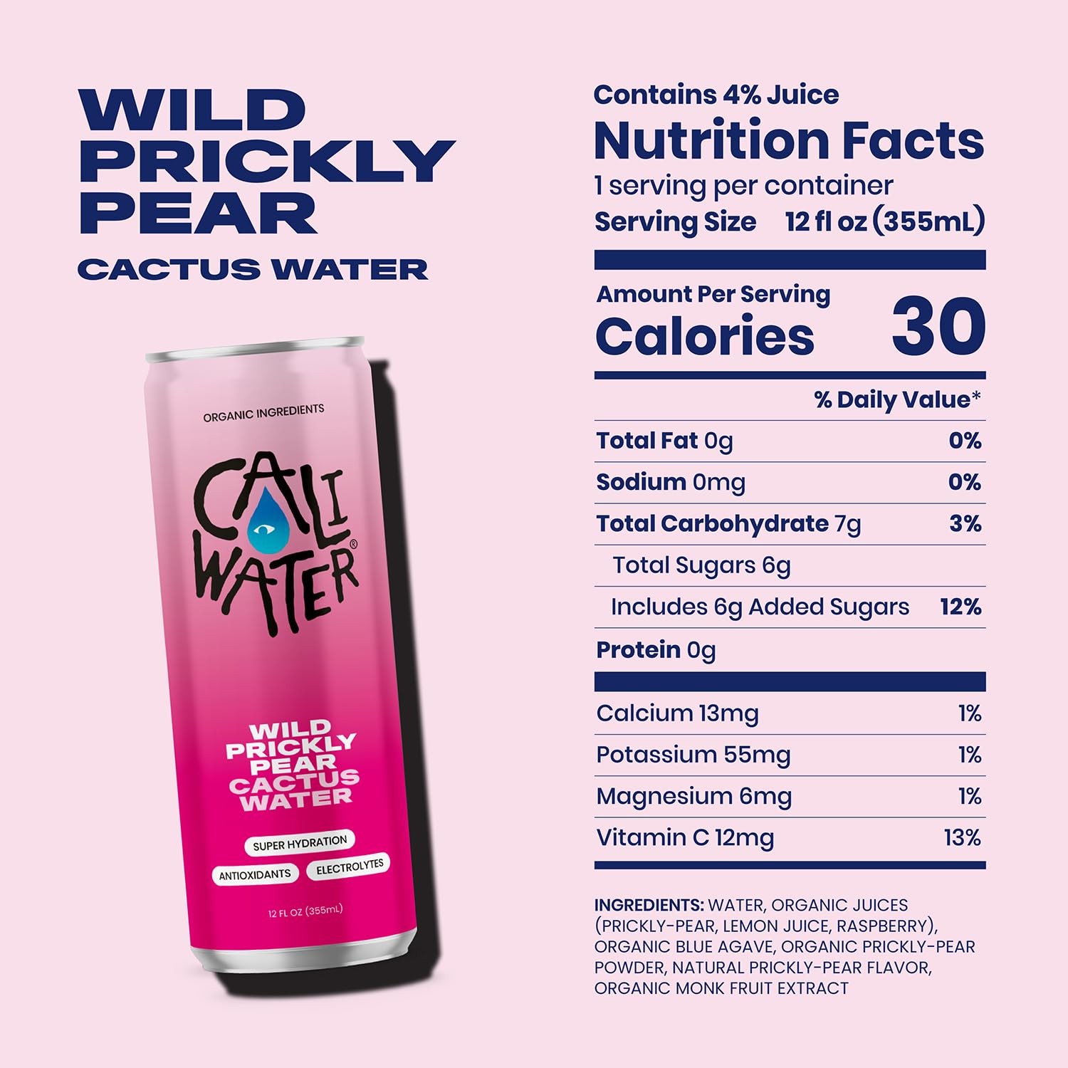 Caliwater Wild Prickly Pear can in hand, ideal post-workout refreshment