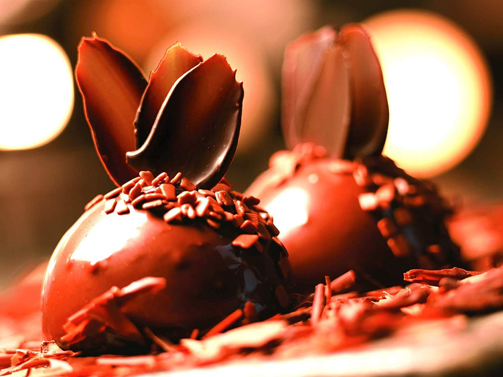 Gourmet dessert ready to glaze with Callebaut milk chocolate.