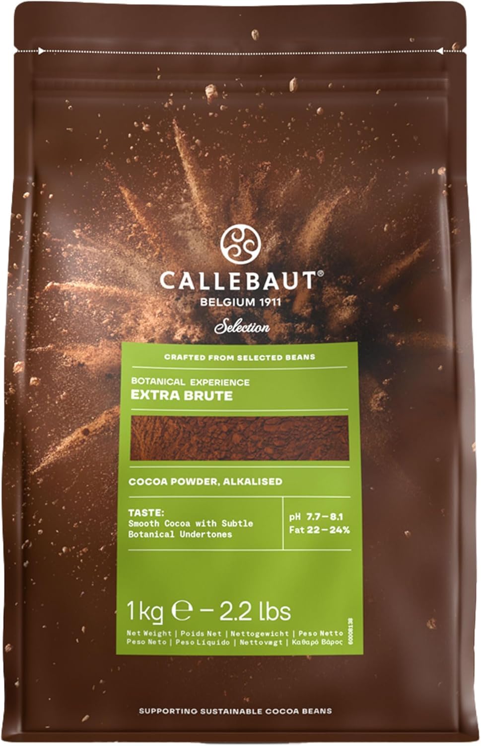 Callebaut cocoa powder 100% in the bag, premium ingredient for desserts and mousses