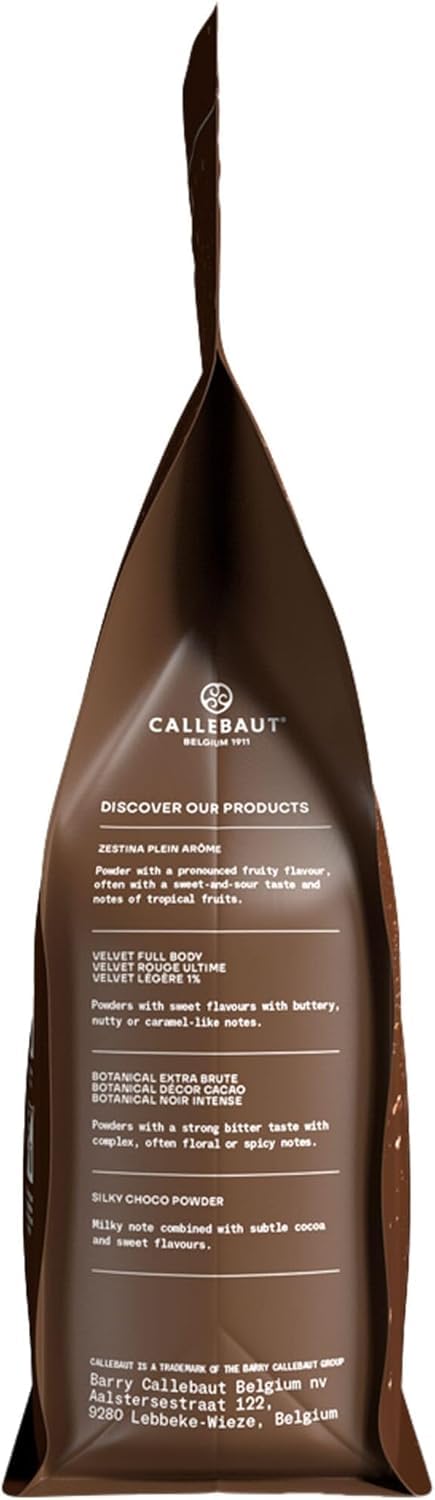 Callebaut cocoa powder label close-up showing 100% cocoa content