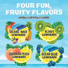 Calypso Singles To Go Ocean Blue lemonade packet delivers refreshing island-inspired flavor on the go.
