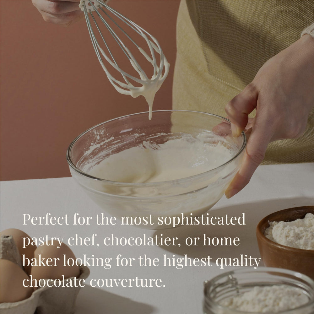 Cambie 28% white chocolate couverture perfect for mousse and dessert applications.