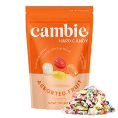 Cambie assorted fruit hard candy wrapper displays colorful pieces for sharing