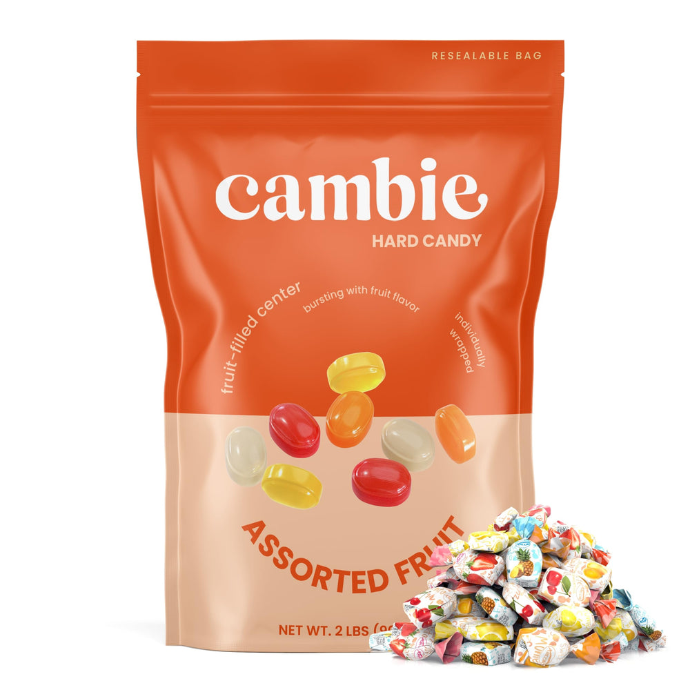 Cambie bulk hard candy in a stand-up pouch for easy sharing.