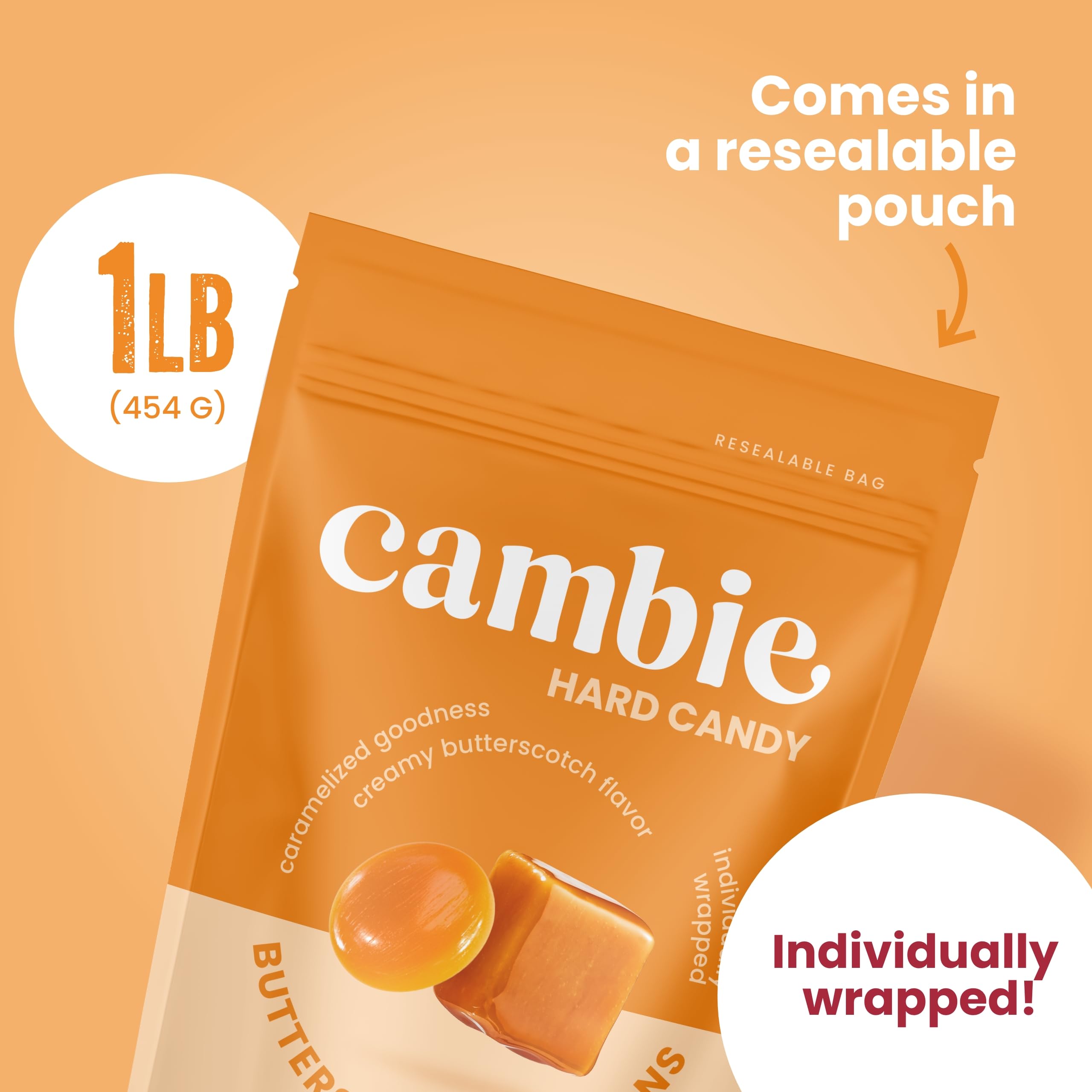Cambie Butterscotch Hard Candy on an office desk for a satisfying break.