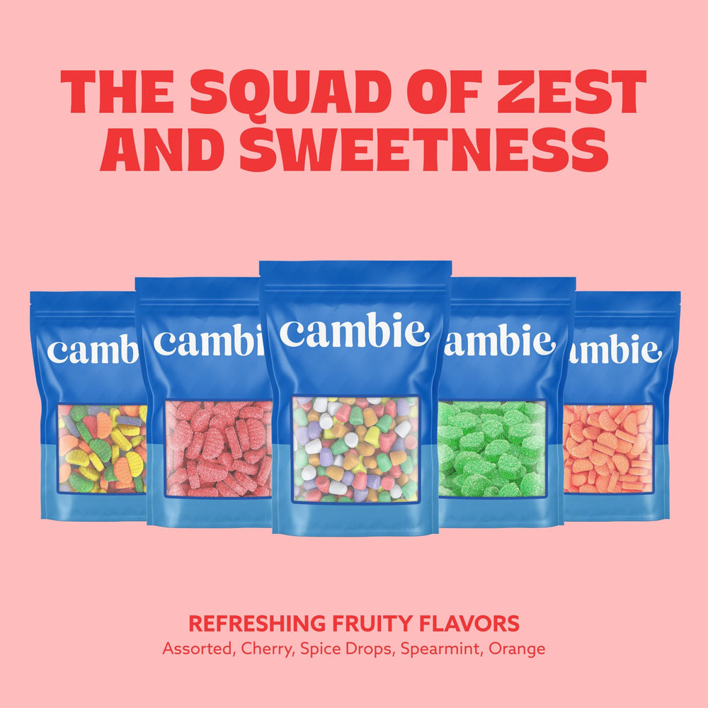 Cambie Cherry Slices snack-time bite shown in hand for quick indulgence