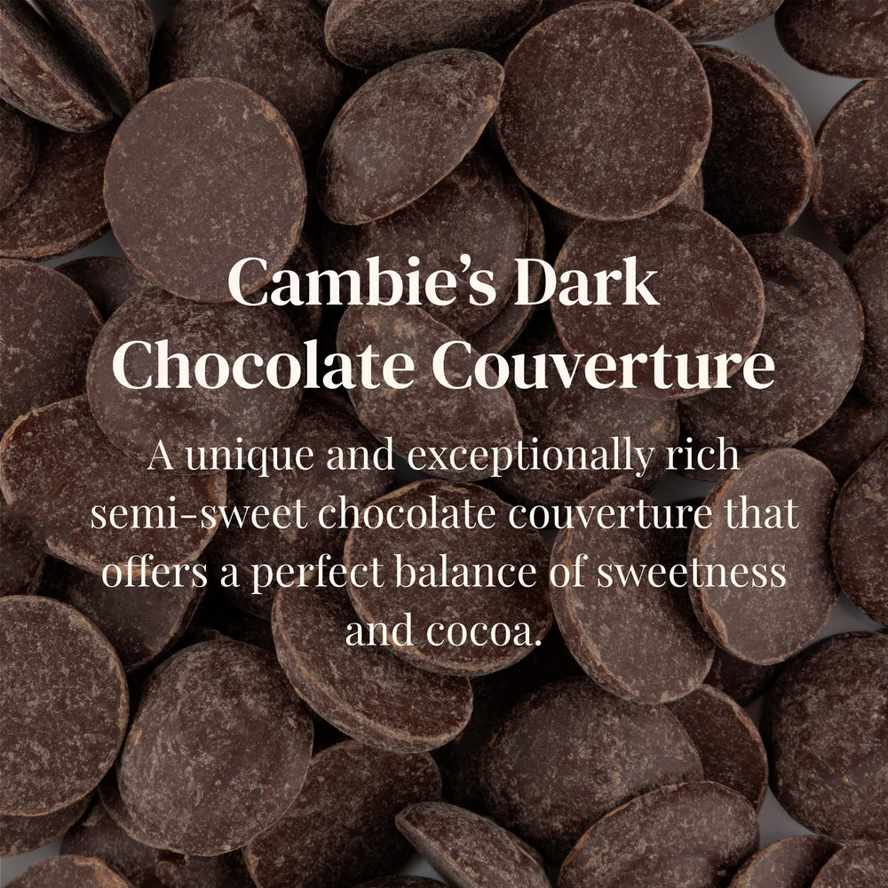 Cambie dark chocolate couverture 54-5 mousse-assembly, balances richness with light, stable ganache.