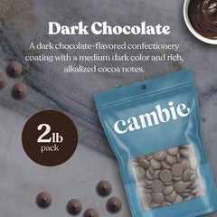 Cambie dark chocolate melts for strawberries and decorative touches.