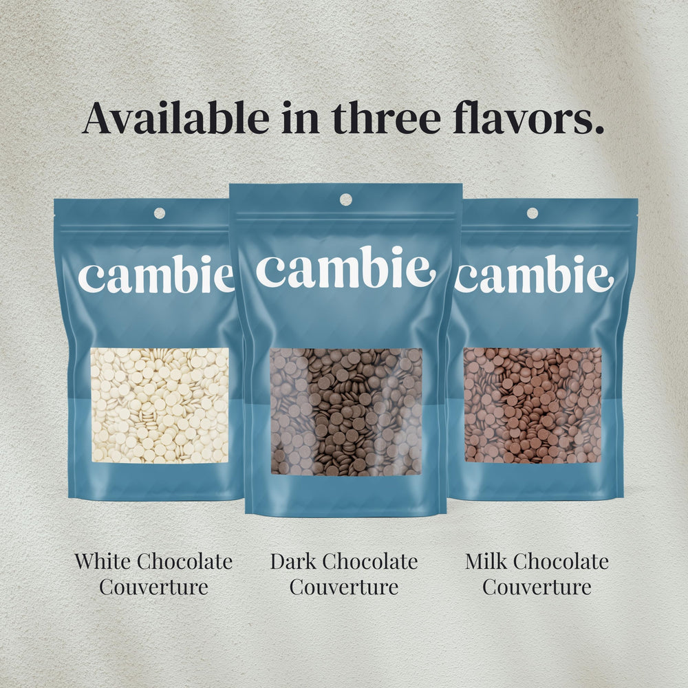 Cambie detailed finish gloss on chocolate, showcases professional quality for chocolatiers.