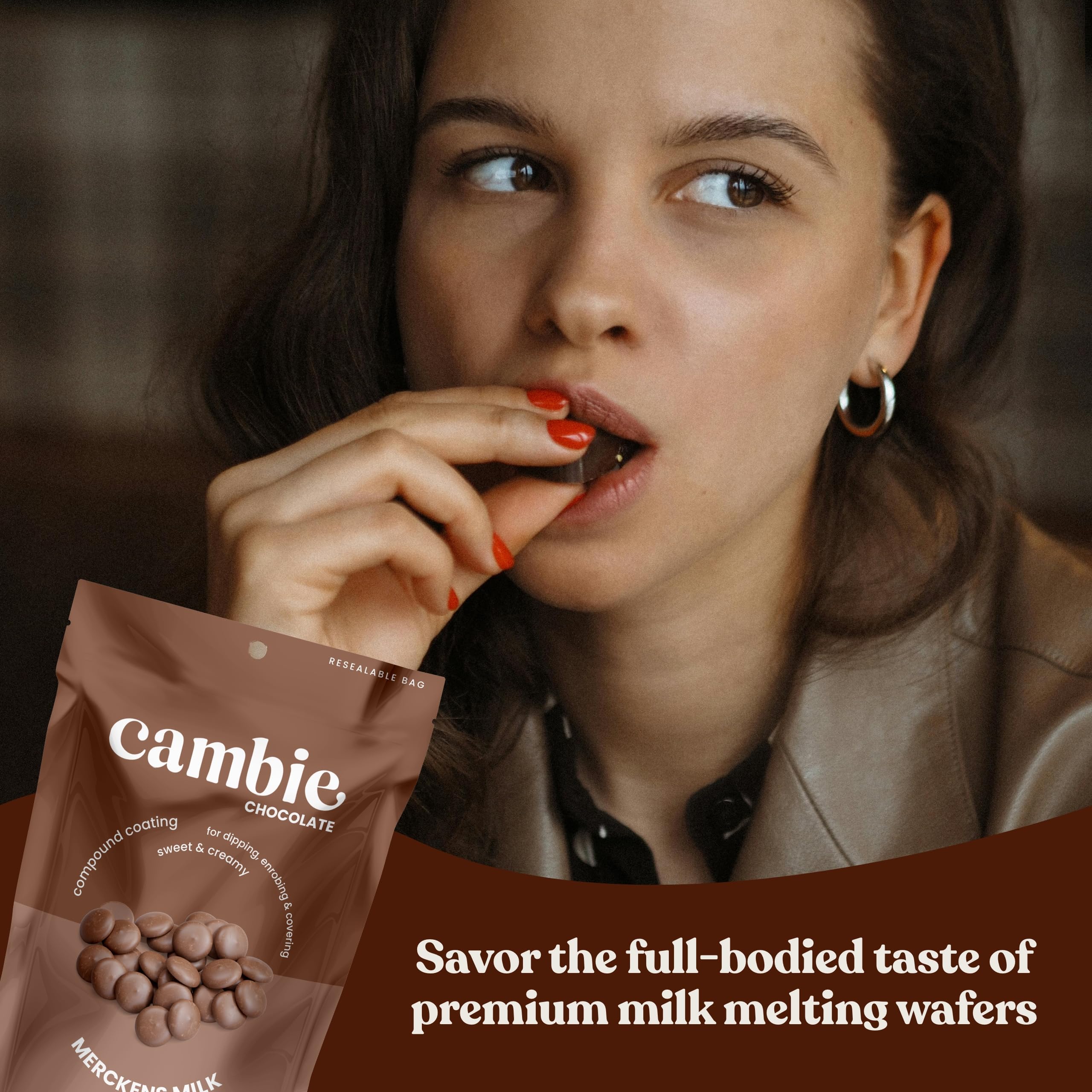 Cocoa bombs filled with Merckens milk melts for clean seals