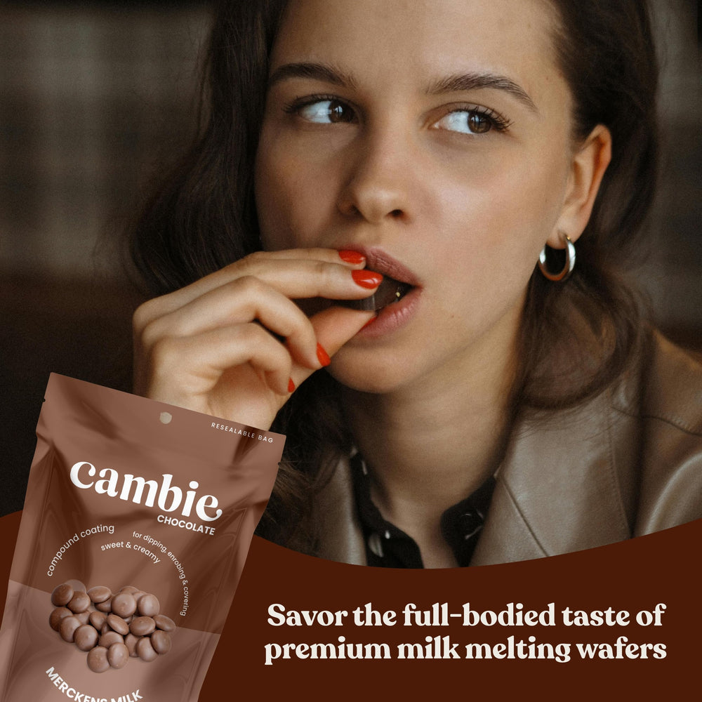 Cocoa bombs filled with Merckens milk melts for clean seals