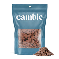 Cambie Merckens milk melting chocolate in a 5 lb bag for bulk baking