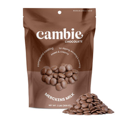 Cambie Merckens milk melts in a bowl showing smooth melting for dipping and coating