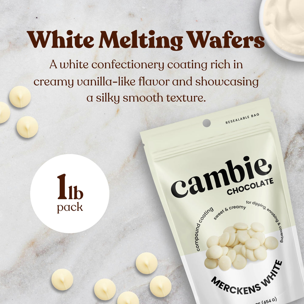Melted Cambie Merckens white chocolate in a bowl ready for dipping