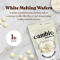 Melted Cambie Merckens white chocolate in a bowl ready for dipping