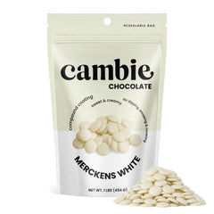 Cambie Merckens white melting chocolate 1lb pack ready for seamless melting and decorating