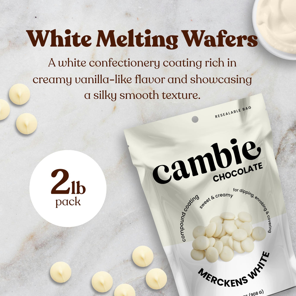 Cambie Merckens white melting chocolate for dipping strawberries with clean results.