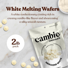 Cambie Merckens white melting chocolate for dipping strawberries with clean results.