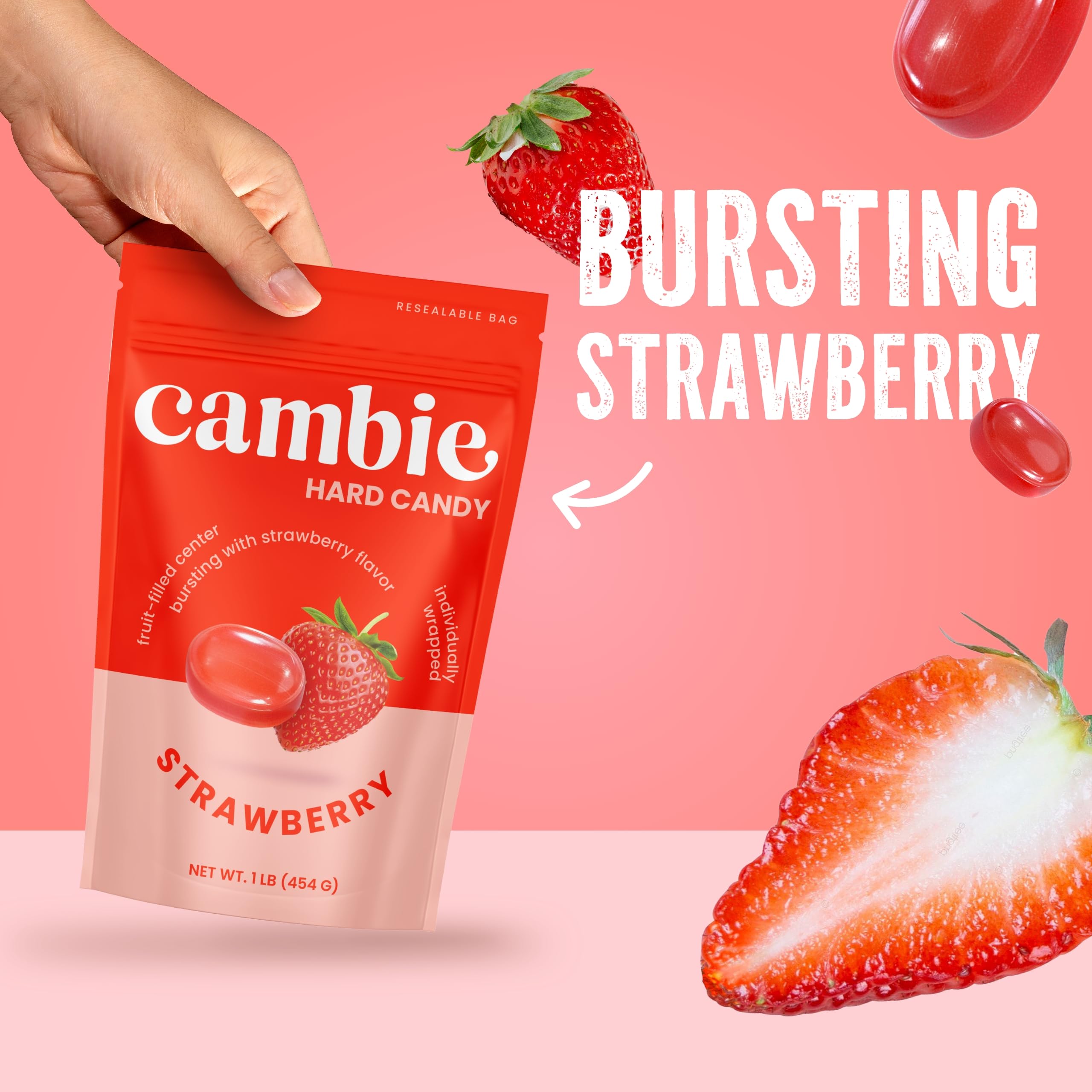 Cambie strawberry candy jar display evokes classic pantry staple appeal
