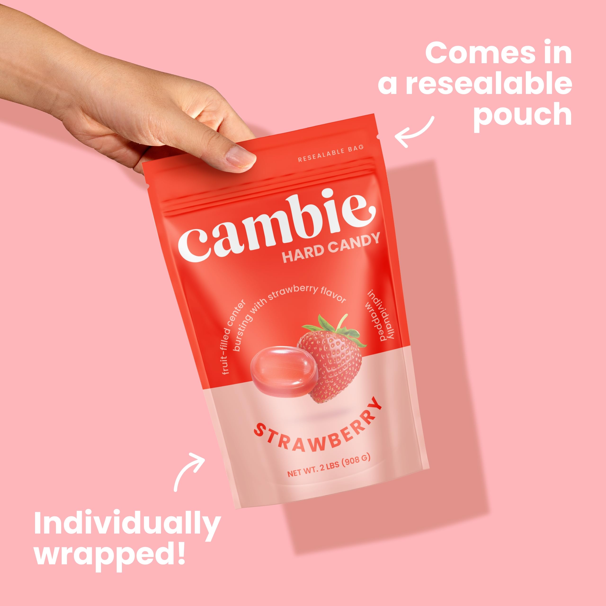Cambie strawberry candy in an office bowl for quick snacking