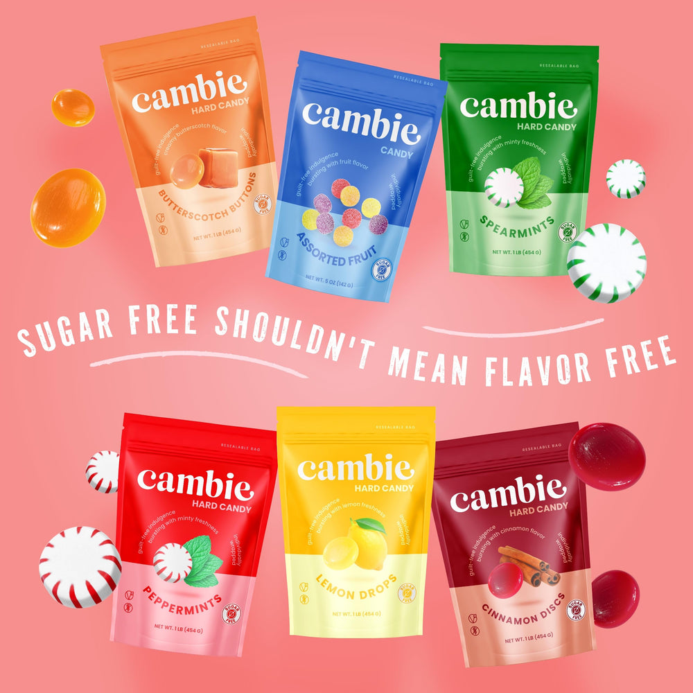 Cambie sugar-free peppermint hard candy as a sugar-free option for mindful snacking.