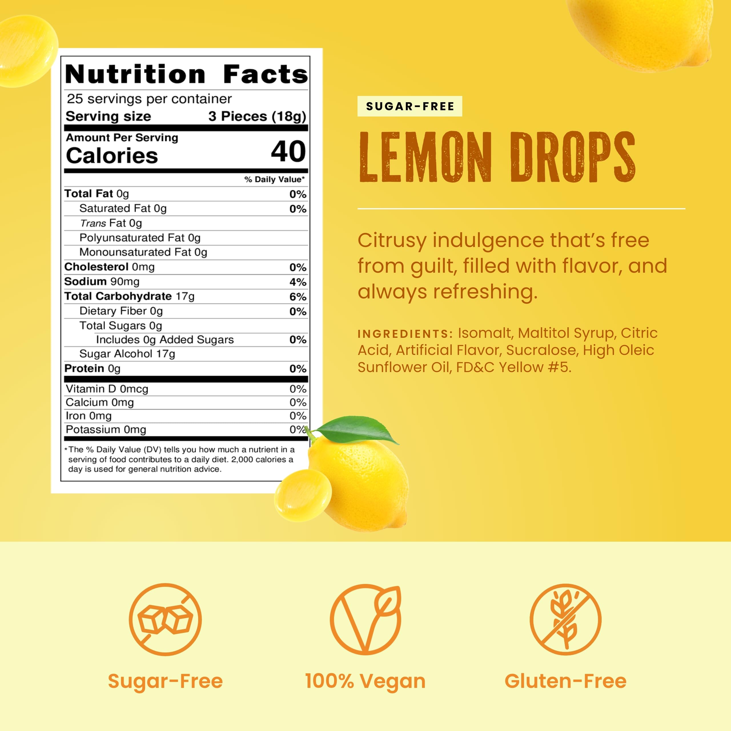 Close-up of Cambie Lemon Drops highlighting bright lemon flavor for tasting