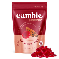 Cambie Sugar Free Cinnamon Hard Candy close-up emphasizing bold cinnamon aroma.