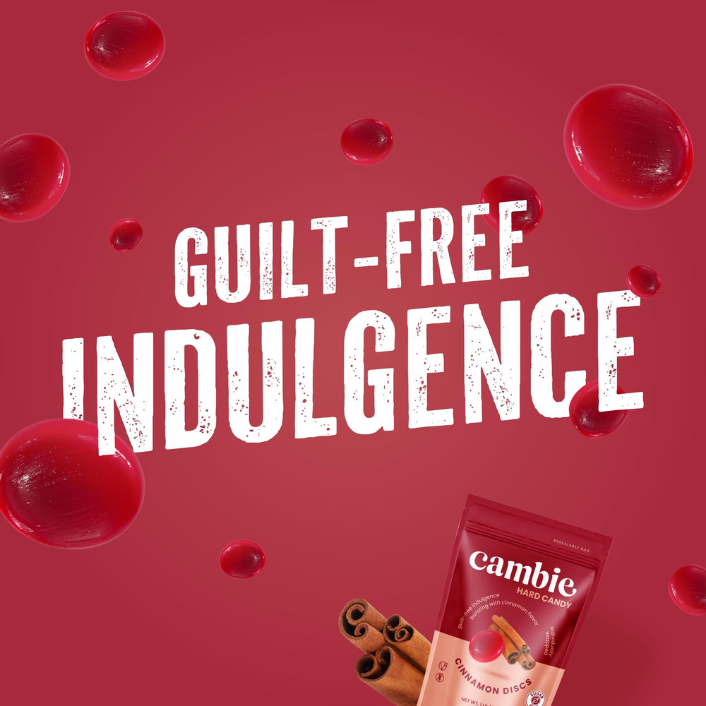 Cambie Sugar Free Cinnamon Hard Candy on-the-go tin for travel snacks.