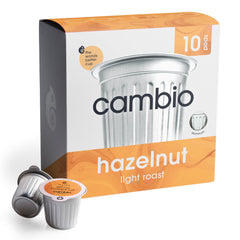 Cambio Roasters hazelnut light roast pods show a nutty aroma for an inviting cup