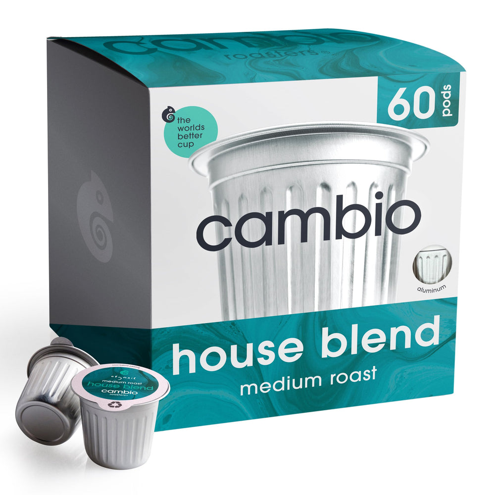 Cambio Roasters House Blend pod close-up showcases fresh, full-bodied flavor potential.