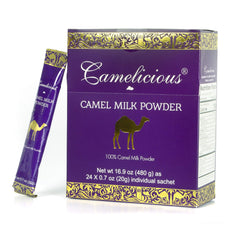 Camelicious 480g box with 24 packets offers convenient daily servings.