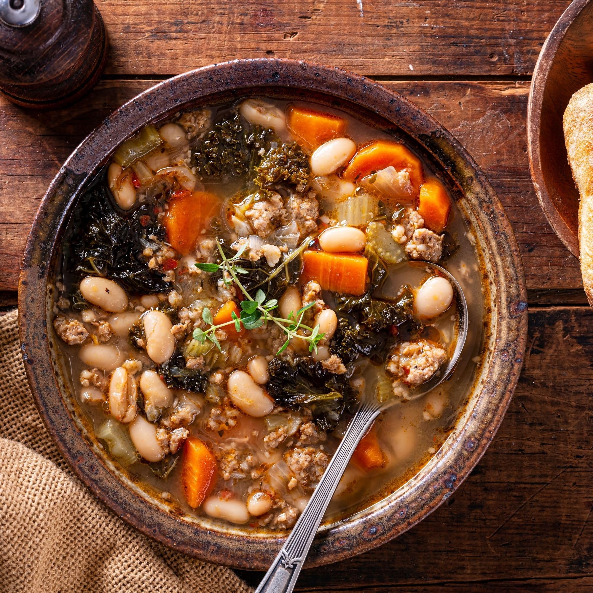 Pasta e fagioli with Cannellini beans and rustic flavors.